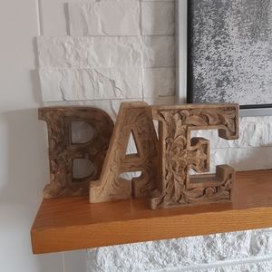 3 Wooden Letters Engraved Design